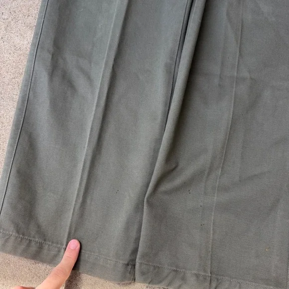 Savane Mens Olive Green Flat Front Chino Pants 100% Cotton 35x32 Straight Leg - Picture 3 of 10